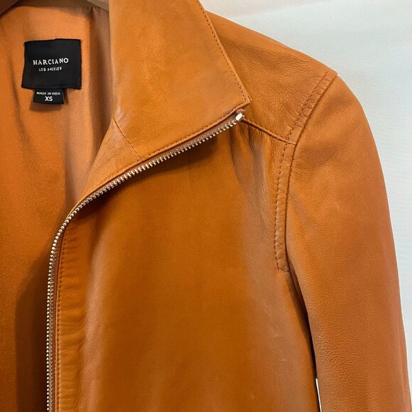 Marciano Guess 100% Lamb Lambskin Leather Jacket Los Angeles Moto Caramel Saddle - Picture 6 of 14